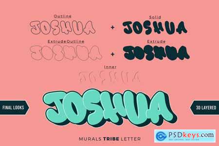 Murals Tribe Letter - 3d Layered Display Font