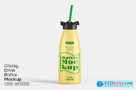 Glossy Drink Bottle Mockup