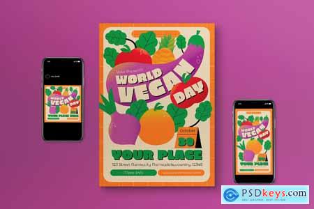 Orange Gradient World Vegan Day Flyer Set