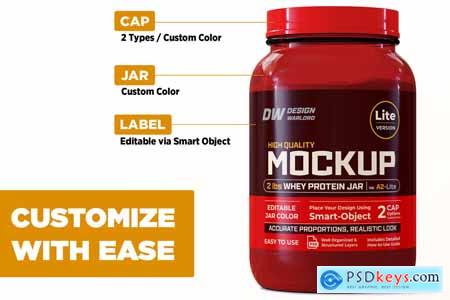 2 lbs Whey Protein Jar Mockup vol. A2-Lite