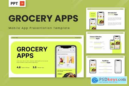 Grocery Apps - Mobile App Powerpoint Templates