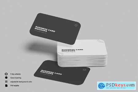 Round Edges Business Card Stack Mockups