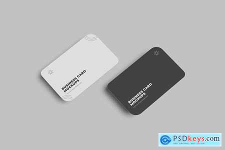 Round Edges Business Card Stack Mockups