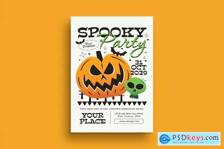 White Orange Flat Design Spooky Party Flyer