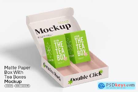 Matte Paper Box With Tea Boxes Mockup