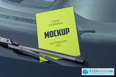 Flyer on Car Windshield Mockup