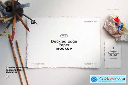 Creative Watercolor Tools and Paper Mockup Scene