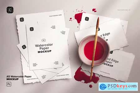 A5 Watercolor Paper Mockup Watercolor Scene