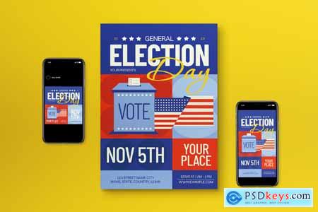 Blue Flat Design General Election Flyer Set FSYAK6Y