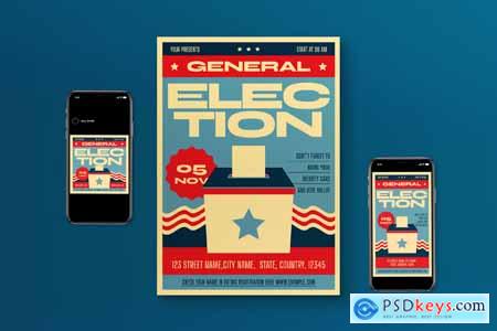 Blue Flat Design General Election Flyer Set XDXLB4J