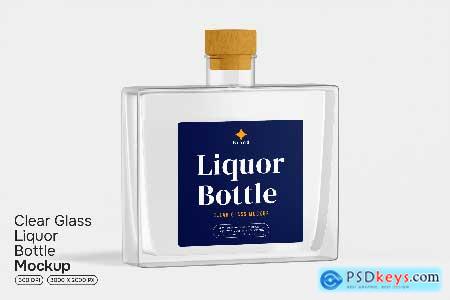 Clear Glass Liquor Bottle Mockup