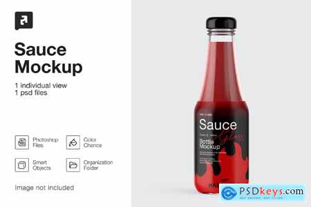 Bottle with Tomato Sauce Mockup