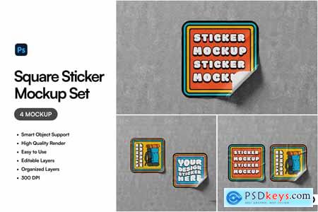 Square Sticker Mockup Set