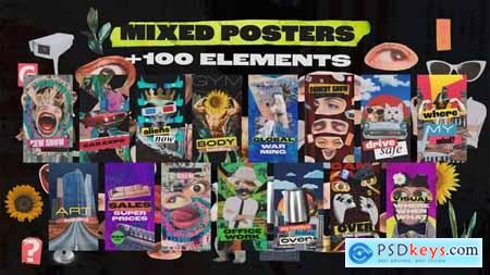 Mixed Posters and 100 Collage Elements 54254304