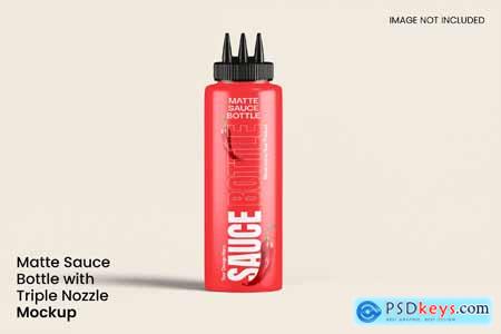 Matte Sauce Bottle with Triple Nozzle Mockup