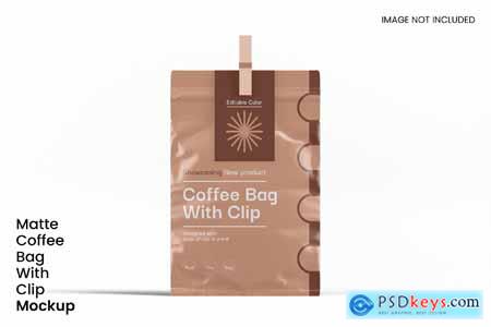 Matte Coffee Bag With Clip Mockup