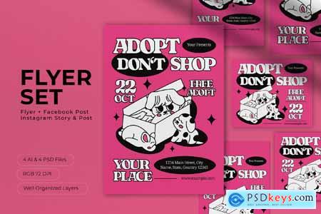 Pink Black Maximalist Adopt Dont Shop Flyer Set