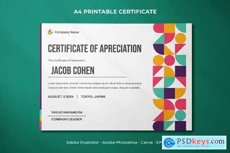 Certificate of Apreciation - Geometric Style