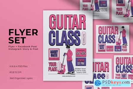 Pink Purple Maximalist Guitar Class Flyer Set