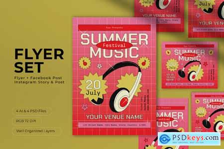 Red Y2K Summer Music Flyer Set