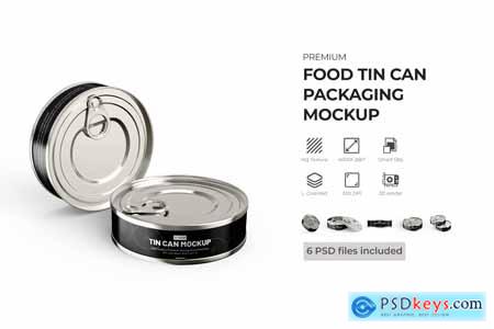 Metal Tin Can Food Container PSD Mockup Banding