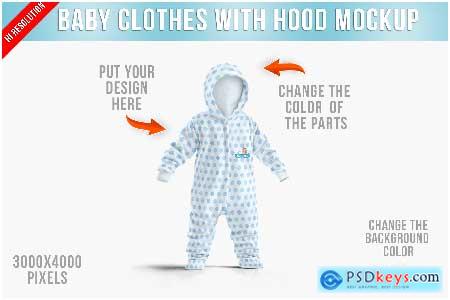 Baby Clothes with Hood Mockup