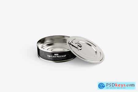 Metal Tin Can Food Container PSD Mockup Banding