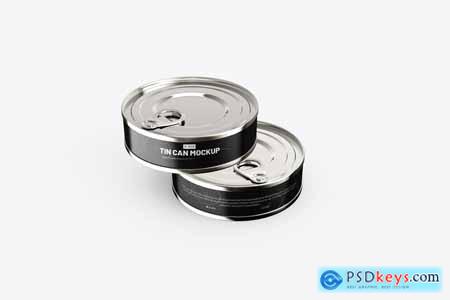 Metal Tin Can Food Container PSD Mockup Banding