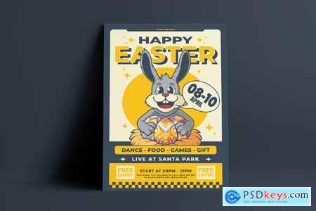 Happy Easter Cartoon Flyer