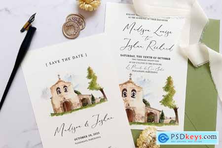 Rustic Church Wedding Invitation