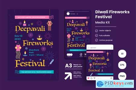 Diwali Fireworks Festival Poster Template