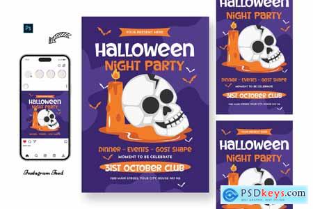 Pumpkin Halloween Day Flyer Template