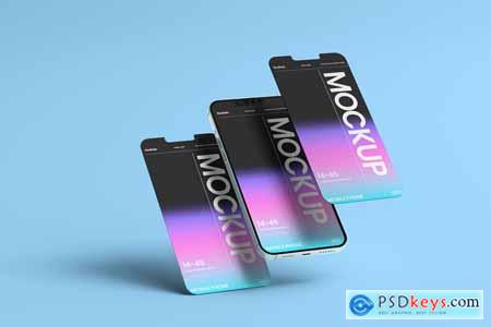 Floating Mobile Phone Screen Mockup Design