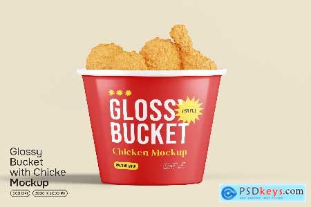 Glossy Bucket with Chicken Mockup