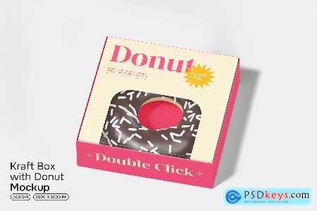 Kraft Box with Donut Mockup