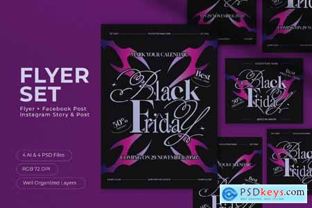 Black Edgy Gothic Black Friday Flyer Set