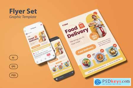 Food Delivery Flyer Set