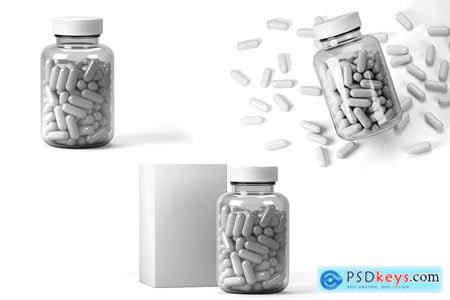 Pills Bottle with Capsules Pills Mockup