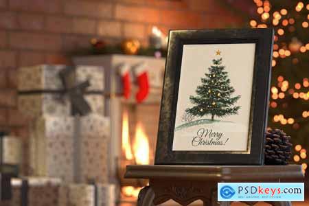 Christmas Card In Frame Mockup