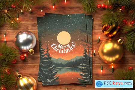 Stacked Christmas Cards Mockup