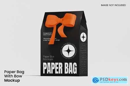 Paper Bag With Bow Mockup