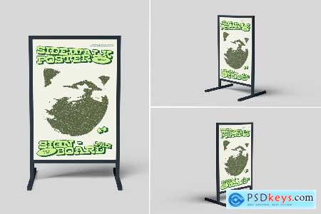 Sidewalk Poster Signboard Mockup 002