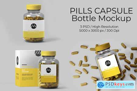 Pills Bottle with Capsules Pills Mockup