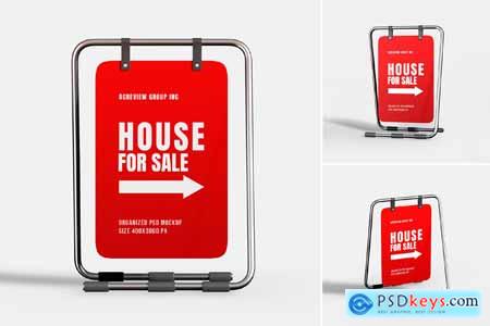 Metallic Stand Poster Display Mockup Set