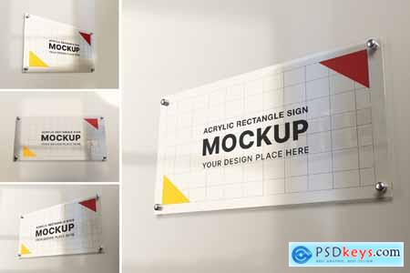 Rectangle Acrylic Glass Sign Mockup #1