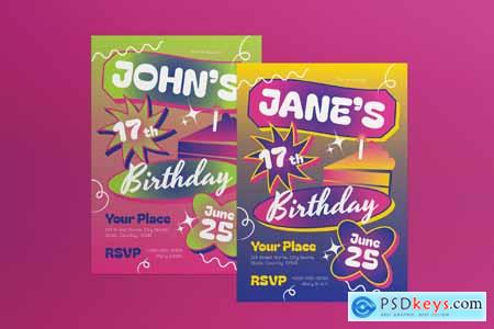 Pink Pop Abstract Teen Birthday Invitation