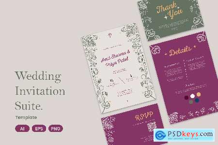 Floral Wedding Invitation Suite Design