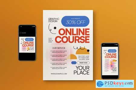 White Graphic Design Online Course Flyer Set