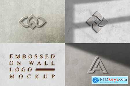 Embossed on wall logo mockup