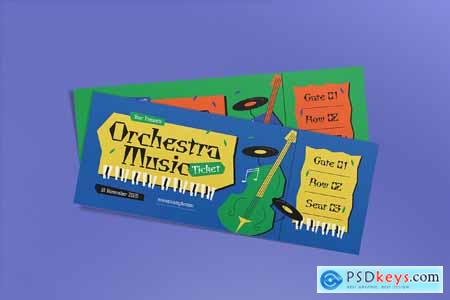 Blue Mid Century Orchestra Music Ticket